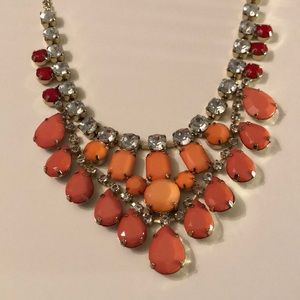 Coral and Gold Statement Necklace